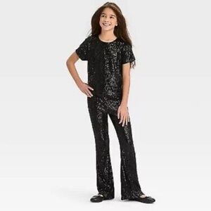 Art Class Black Sequin Kids Matching Set